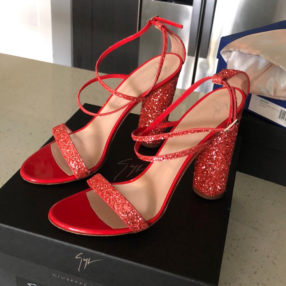 Giuseppe Zanotti Red Glitter Heels